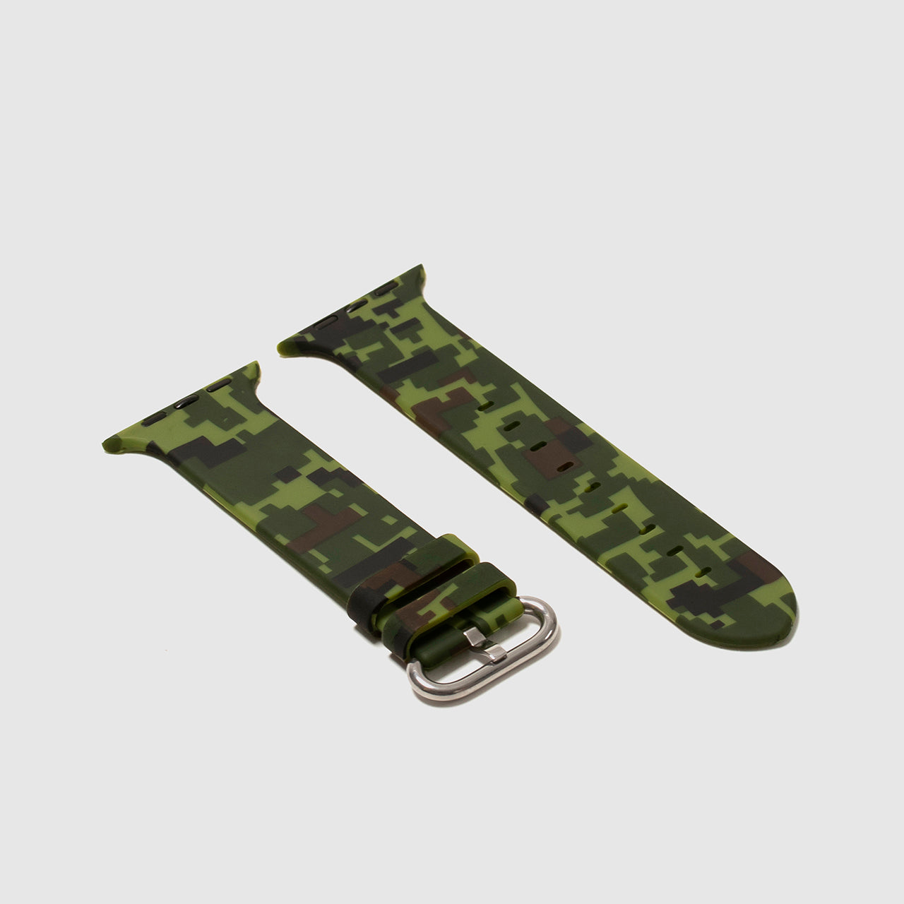 wstrapshop Rubber Strap for Apple Watch - Green Digi Camo